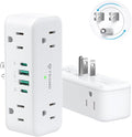 TROND 360° Rotating Wall Outlet Extender 2 Pack, 6AC Outlet Splitter with 2 PD20W USB C Charger and 2 USB A Ports, 900J Surge Protector, 3-Way Sideways Plug Adapter for Kitchen, Bathroom, Bedroom