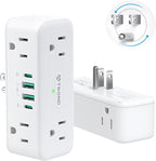TROND 360° Rotating Wall Outlet Extender 2 Pack, 6AC Outlet Splitter with 2 PD20W USB C Charger and 2 USB A Ports, 900J Surge Protector, 3-Way Sideways Plug Adapter for Kitchen, Bathroom, Bedroom