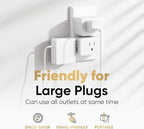 Unidapt Multi Plug Outlet Extender 2 Pack - 3 Way Wall Outlet Splitter, Cruise Ship Essentials Power Plug Adapter, Compact Travel Wall Tap Expander, Flat Angled Design, Home, Office, Dorm - White