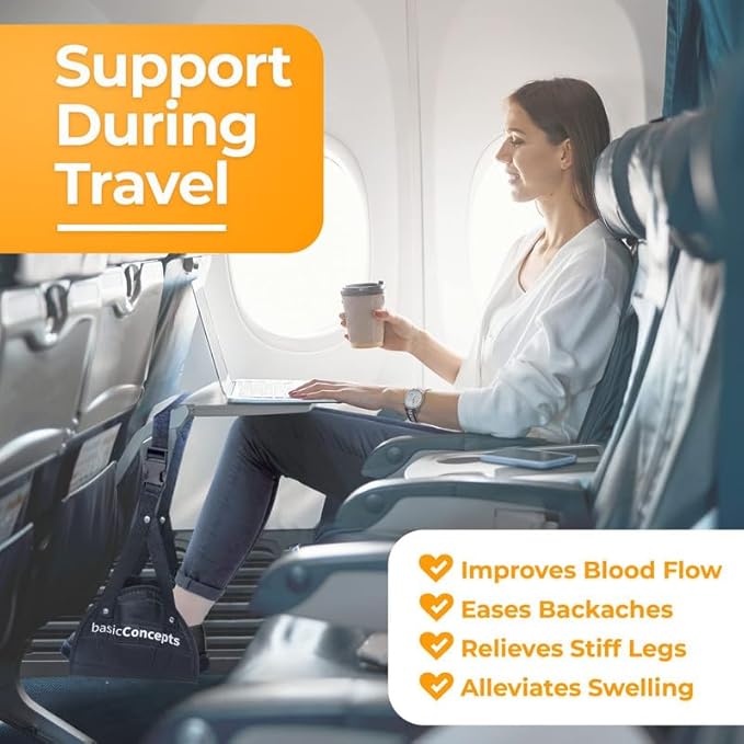 Foot Hammock for Airplane Travel, Adjustable Foot Rest Sling, Portable Travel Essentials Airplane Gadgets for Long Flights