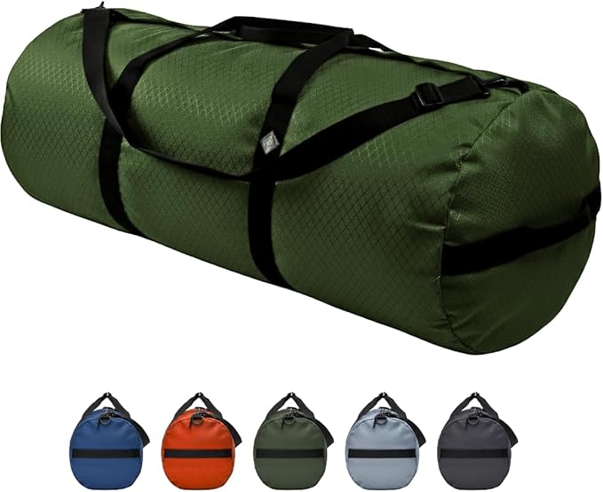175L Extreme Duffel Bag, Heavy-Duty Gear Bag, 1050D Tuff Cloth, Diamond Ripstop, Reinforced Stitching - Green (18” x 42")