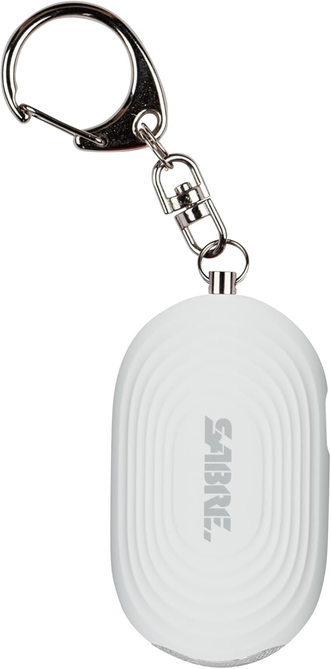SABRE 2-in-1 Personal Alarm with LED Light, 130dB Personal Safety Siren, Snap Hook for Instant Access, 1,250 Foot (381 Meters) Range, Compact Design for Easy Attachment to Purse, Bag, or Keys