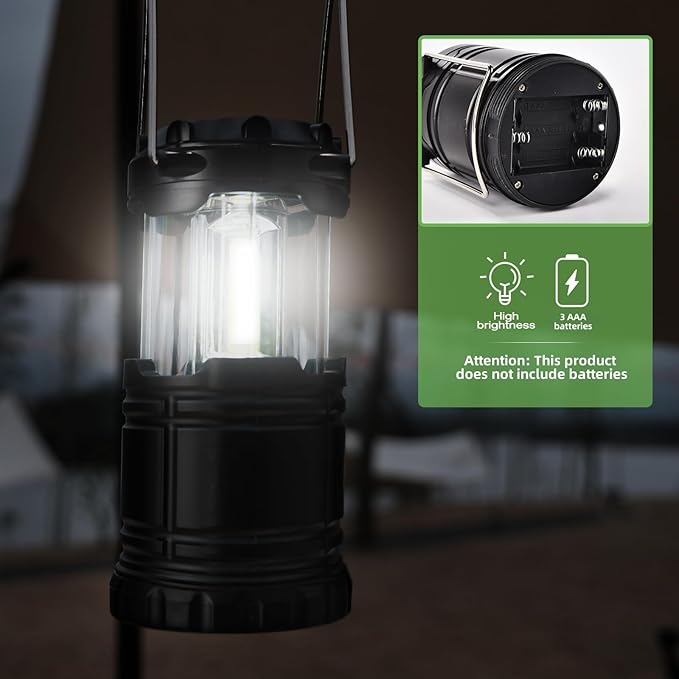 KPKJOO Lantern Collapsible Camping Light, Battery Operated Lanterns LED Super Bright for Power Outages Indoor Emergency Outdoor Camping Hiking Kit (4, COB)