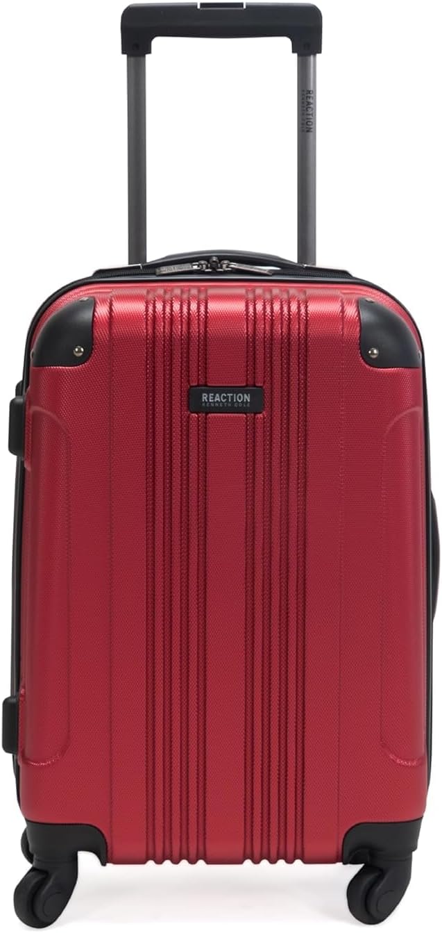 Kenneth Cole REACTION Out of Bounds Lightweight Hardshell 4-Wheel Spinner Luggage, Scarlet Red, 20-Inch Carry On