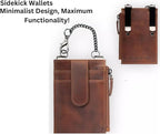 RFID Blocking Boot Wallet with Security Chain & Zipper Lock – Genuine Leather Wallets for Men, Travel Wallets Women, Minimalist Leather Card Holder