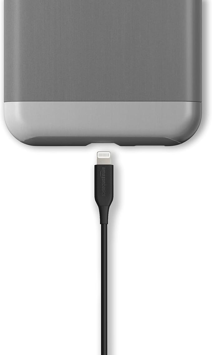 Amazon Basics 2-Pack Apple MFi Certified USB-A to Lightning Charging Cable for iPhone 14 13 12 11 X Xs Pro, Pro Max, Plus, iPad, 3 Foot, Black