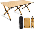 rollingsurfer Folding Camping Table, Lightweight Roll-Up Table Aluminum Low Portable Picnic Table with Carrying Bag for Outdoor, Beach, Picnic, Backyards, BBQ and Party, 45.2''D x 23.6''W x 17.3''H