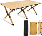rollingsurfer Folding Camping Table, Lightweight Roll-Up Table Aluminum Low Portable Picnic Table with Carrying Bag for Outdoor, Beach, Picnic, Backyards, BBQ and Party, 45.2''D x 23.6''W x 17.3''H