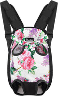 Pawaboo Pet Carrier Backpack, Adjustable Pet Front Cat Dog Carrier Backpack Travel Bag, Legs Out, Easy-Fit for Traveling Hiking Camping for Small Medium Dogs Cats Puppies, Extra Large, Flowers