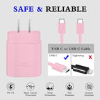 Type C Charger, 2-Pack 25W Type C Super Fast Charging Block with 6ft USB C Charger Cable Compatible with Galaxy S23 Ultra/S23+/S22/S21/S20/Phone 16/16 Plus/16 Pro Max/15/15 Pro Max/15 Plus-Pink
