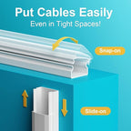 Yecaye Cord Hider, 42In Cord Covers for Wall Mounted TV, White Cable Management Kit, Wire Hiders and Concealer for Cords on Wall, W0.98in H0.51in, White