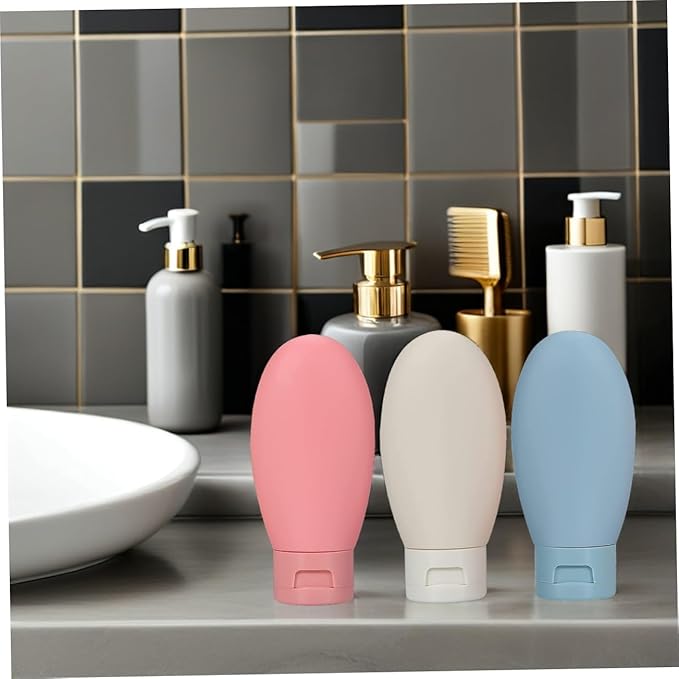 HEALLILY 6pcs 60ml Travel Shampoo and Lotion Containers Refillable Squeeze Bottles Leak-proof Cosmetic Cream Jars for Toiletries and Travel Toiletry Kits