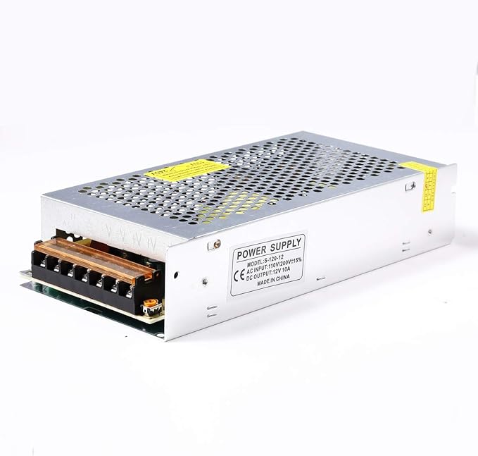 10A 120W 12V DC Power Supply, Universal Regulated Switching AC 110V/220V to DC Converter (SMPS) Transformer Driver Adapter for LED Strip Lights, CCTV Camera System, 3D Printer, Radio, Computer Project