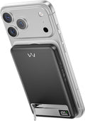 iWALK Magnetic Wireless Power Bank 10000mAh, Slim Portable Charger with 20W PD Cable Fast Charging, Metal Kickstand, LED Display, MagSafe Compatible Battery Pack for iPhone 17/16/15/14/13/12 Series