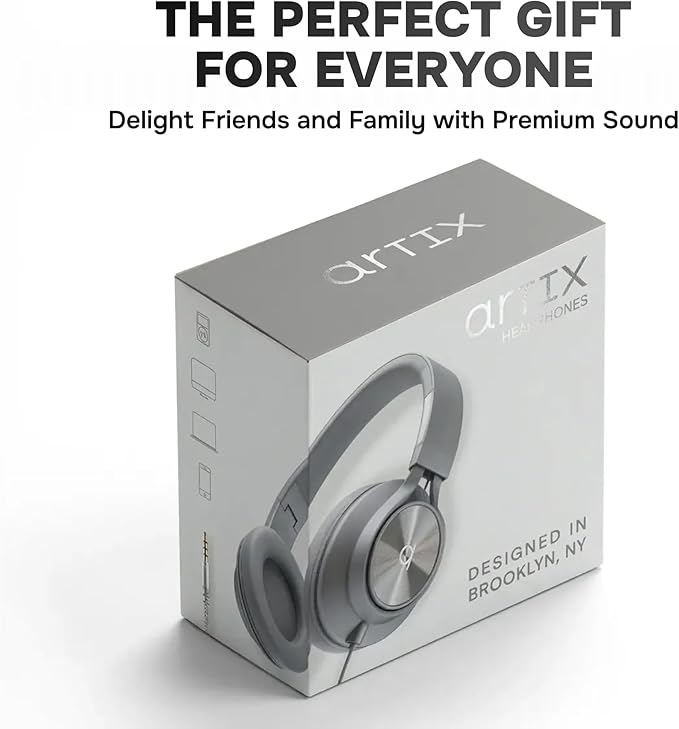 ARTIX CL750 Wired Headphones with Mic — Noise Isolating On-Ear Headphones for Computer and Laptop Wired, Plug in Corded Headphone with Wire (Foldable, Aux Jack 3.5mm)