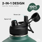 Swigina Insulated Water Bottle with Silicone Boot (36hrs Cold/18hrs Hot) - DIY Stickers, [2-in-1 Lid], BPA Free, 128 oz