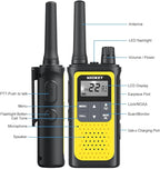 NXGKET Walkie Talkies for Adults Long Rang NOAA Weather Alerts, Rechargeable Walkie Talkies 2 Way Radio 22 FRS Channel with 1800mAh Li-ion Battery USB-C Cable Outdoor Cruises Camping, 4 Pack