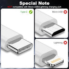 2Pack USB A to USB C Cable for iPhone 15/16/17 All Series, Type-C Car Charger 3A Fast Charging & 480Mbps Speed for iPad, Samsung Galaxy, Tablets, Laptops (White-3FT)