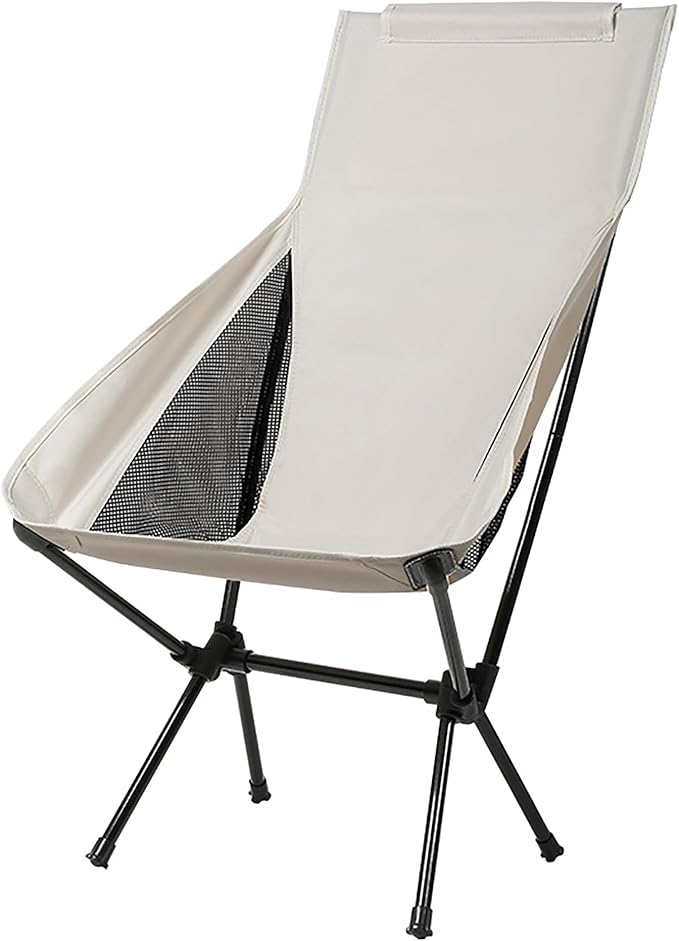 Wind Tour Portable Camping Chair Lightweight Foldable Outdoor Chair for Hiking Camp Backpacking Lawn Beach Fishing Picnic with Carry Bag (High-Back | White)