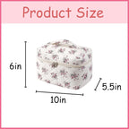 uekeboag Large Travel Quilted Makeup Bag for Women, Floral Cotton Cosmetic Bag, Coquette Aesthetic Floral Toiletry Organizer Bag
