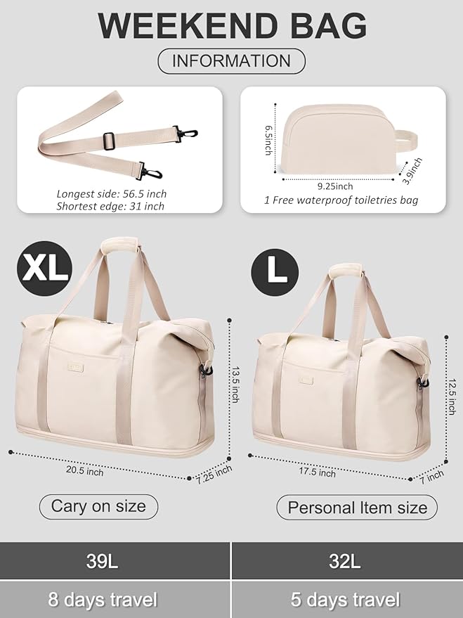 Expandable Travel Duffle Bags Weekender Overnight Bags for Women Men Hospital Bag for Women Labor Delivery with Toiletry Bag Waterproof