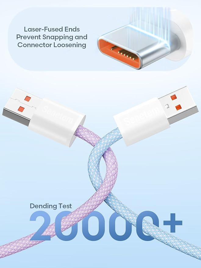 Senetem USB C Cable 6FT 3-Pack, USB A to USB Type C Charger Cord, 3A Fast Charging Compatible with iPhone 15 16 17 Pro, Samsung S24/S23 S22/Note 20/10, Car Play, Apple iPad Android Accessories