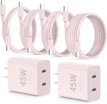 QZIIW Super Fast Samsung Charger Type C,45W Dual Port USB C Fast Charger Block [2-Pack] & Extra Long 60W 3/6/6/10FT USB C Cable - PD Quick Charging 3.0 for Samsung Galaxy S25 Ultra/S24+/S23 iPhone 16