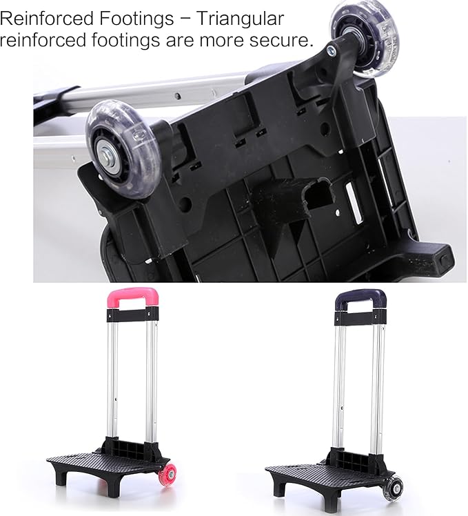Backpack Trolley 2 Wheels Rolling Luggage Carts Foldable Trolley Cart Aluminium Alloy Hand Cart for School Bags Pet Bag