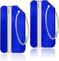 2Pack Blue Aluminum Luggage Tags, Luggage Tag Holders for Travel Luggage Baggage Identifier by Ovener