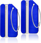 2Pack Blue Aluminum Luggage Tags, Luggage Tag Holders for Travel Luggage Baggage Identifier by Ovener