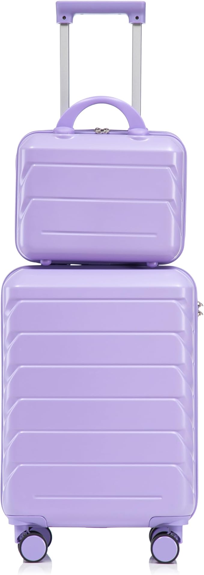 Kids Luggage Sets for Girls, 2 Piece Luggage Set, 20 Inch Rotating Wheel Suitcase with 14 Inch Cosmetic Case, Lightweight Hardshell Suitcase with 360° Spinner Wheels for Travel (Purple)