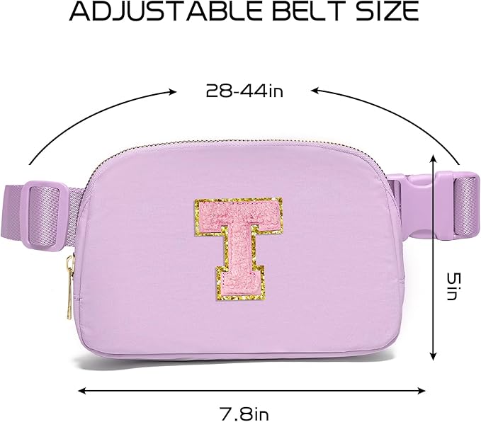 Gitus Initial Belt Bag Fanny Pack Crossbody Bag for Girls Birthday Gifts Age 8-10 Teen Girl Gifts Trend Stuff Personalized Letter Gifts for Daughter Sister (Lavender-T)