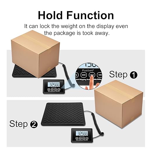 Fuzion Shipping Scale, 440LB x 10g High Accuracy Digital Postal Scale, Durable Alloy Steel Platform, Heavy Duty Scale for Packages, Postage, Luggage, Battery and AC Adapter Powered