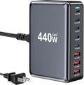 440W USB C Fast Charger Block, Multi-port USB Charging Station, GaN Ⅲ Double 100W PD PPS Port Fast Charging Station for Multiple Devices,Laptop Wall Charger Compatible with MacBook, iPhone 17,iPad etc