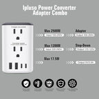 Voltage Converter Us to Europe, Power Converter Combo, 220v to 110v European Plug Converter 2300w Travel Adapter Worldwide, Step Down European, Travel Adapter Worldwide