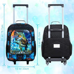 Kids Suitcases for Boys, Cute Dinosaur Luggage Rolling with Wheels, kids carry on luggage for Children Toddler Elementary(Black)