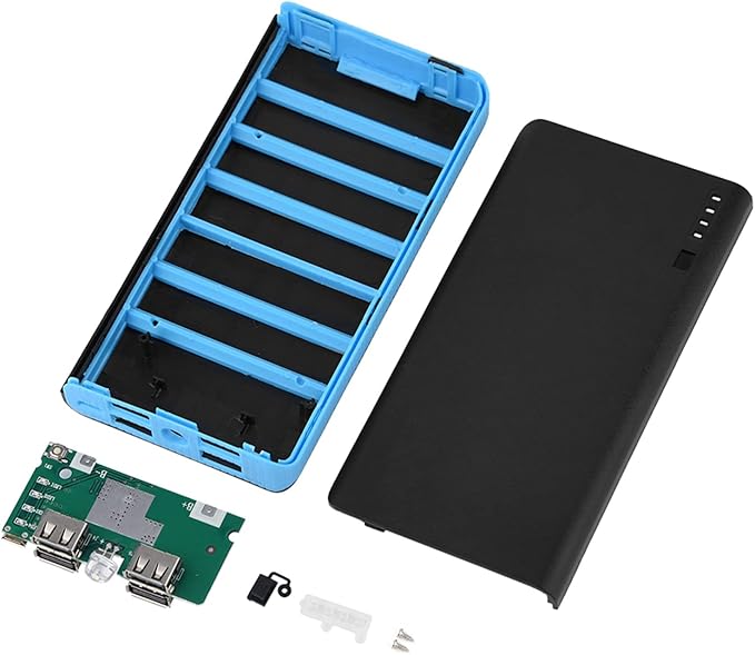 KIMISS 20000mAh Ultra Large Capacity Mobile Power Bank Case DIY Kit with 4 USB Output, Fast Charge, LED Power Display, Full - Blue (B)