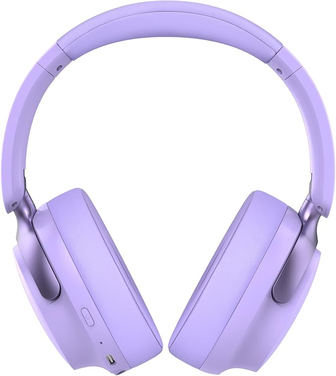 B8 Bluetooth Headphones Over Ear, 6 EQ Music Modes and 50H Playtime Deep Bass Wireless Headphones with Mic, Lightweight Folding HiFi Stereo Headset for iPad/Travel/Tablet/PC/Home Purple