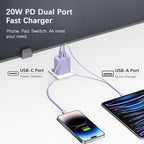 [4 Pack] USB C Charger Block Charging Block Type C Charger 20W Wall Chargers for iPhone Air/17/17 Plus/17 Pro Max/16/16 Plus/16 Pro Max/15/15 Max/14/13/12/Samsung(Purple)