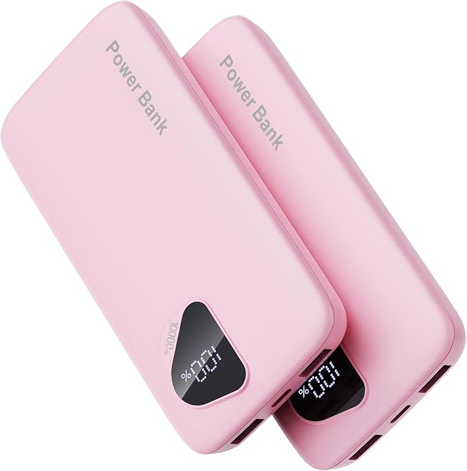 2026 2-Pack 10000mAh Portable Charger with Built in Cables, Travel Essential Battery Pack, 4 Outputs 2 Inputs Slim Power Bank with Cord Wires for iPhone 17/16/15/14, Samsung Galaxy S23/22, Pixel etc