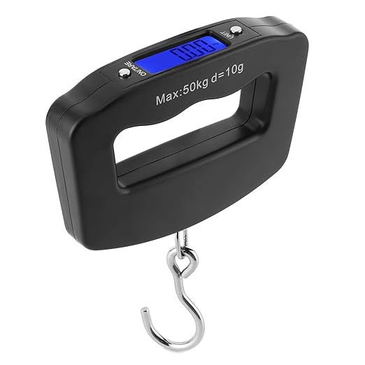 Digital Luggage Scale, Portable Electronic Hanging Scale with LCD Display, 110 lb/50 kg Capacity for Travel