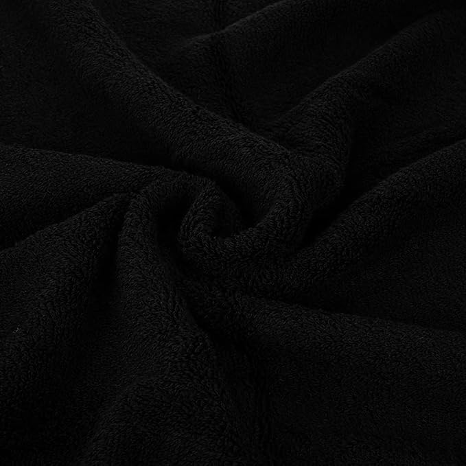CASA COPENHAGEN Solitaire 2Pcs 100% Egyptian Cotton Large Designer Bathsheet Towels Gift Set- Black, 600GSM, 35"x70" 2Bath Sheet Towels for Bathroom Set for Women & Men