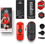 WACACO Nanopresso Portable Espresso Maker Bundled with Protective Case, Upgrade Version of Minipresso, Mini Travel Coffee Machine, Perfect for Camping, Travel and Office (New Elements Lava Red)