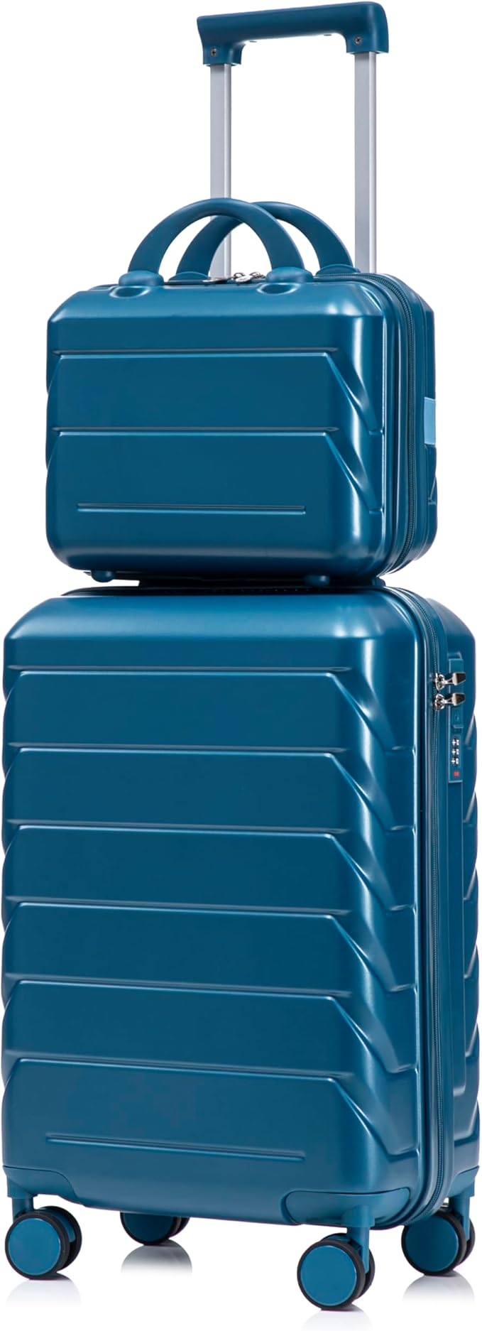 Kids Luggage Sets for Girls, 2 Piece Luggage Set, 20 Inch Rotating Wheel Suitcase with 14 Inch Cosmetic Case, Lightweight Hardshell Suitcase with 360° Spinner Wheels for Travel (Blue)