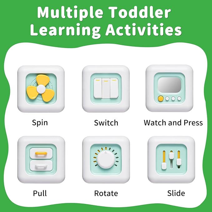 SOCBTNSO Busy Cube Toy, Sensory Toys for Toddlers 1-3, Baby Car Seat Toys 12-18 Months, Toddler Airplane Travel Toys Age 1-2, Learning Fine Motor Skills, 1st Birthday Gifts