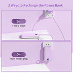 penaover Portable Charger with Built-in Cables&AC Wall Plug,Slim 10000mAh 22.5W Fast Charging Power Bank,5 Output 2 Input USB-C External Battery Pack Compatible with iPhones,Samsung,Android, etc