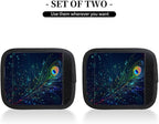 Abstract Colorful Peacock Feathers 2 Pack Luggage Handle Wrap Set of Neoprene Luggage Tags for Suitcases Bag Strap Wrap Cover Travel Airplane Accessories Covers Markers Sleeve Grips Identifiers Cruise