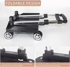 Backpack Trolley Wheeled Cart, Foldable Aluminium Alloy Hand Truck with Edge Guard Base, 4 Spinner Wheels, Luggage Cart with Luggage Strap for Teenagers, Adults, School,Luggage Trolley for Travel