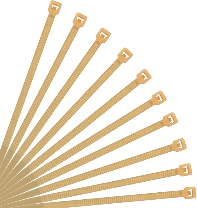 XINGO 10 Inch Cable Zip Ties (500 Pack), 40 Lbs Tensile Strength-Heavy Duty, Self-Locking Nylon Plastic Nylon Wire Ties for indoor and outdoor use(Gold)