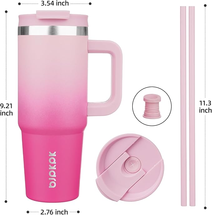 BJPKPK 30oz Stainless Steel Insulated Tumbler With Handle And Lid Straw Travel Coffee Mug Thermal Cup,Cherry Blossom